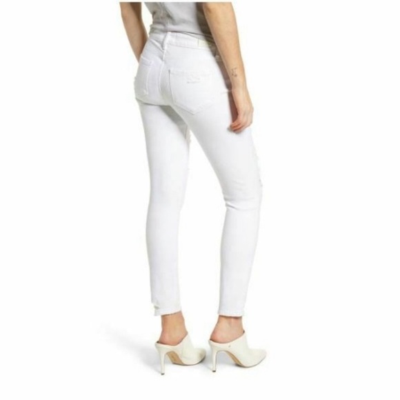 NWT Paige Verdugo Mid Rise Ultra Skinny Jean White Distressed - Picture 2 of 9